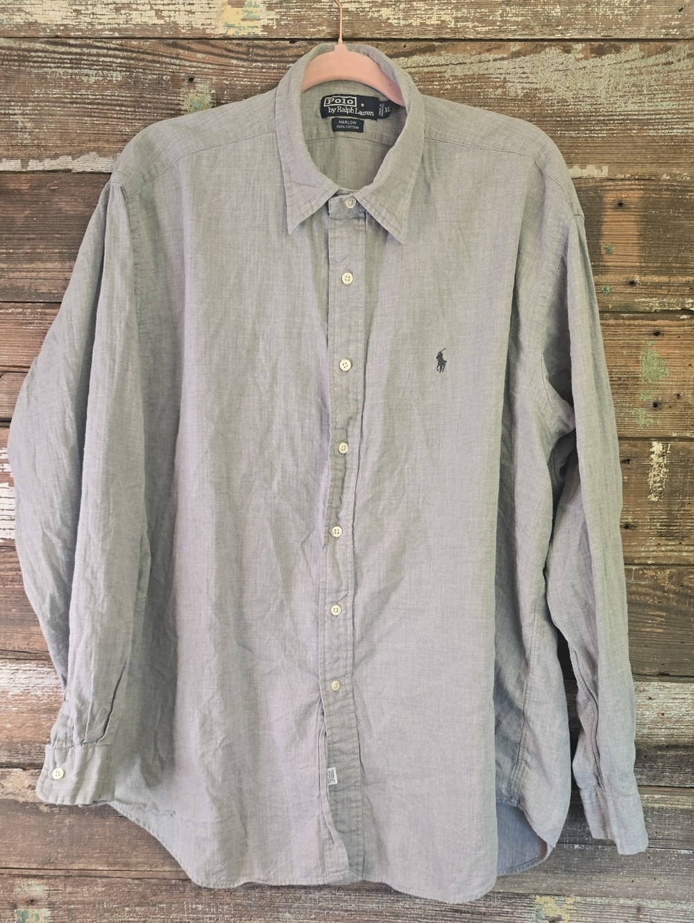 Polo by Ralph Lauren Men's Gray Long-Sleeve Button-Down Shirt